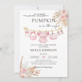 Floral Pumpkin Baby Clothesline Fall Baby Dusche Einladung (Vorderseite)