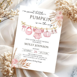 Floral Pumpkin Baby Clothesline Fall Baby Dusche Einladung
