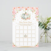 Floral Pumpkin Baby Dusche Bingo Spiel Aktivität (Stehend Vorderseite)
