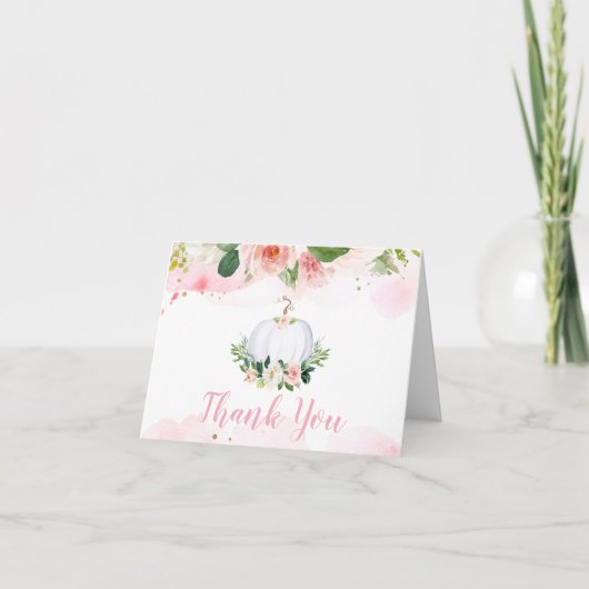 Floral Pumpkin Baby Dusche Danke Karte (Vorderseite)