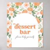 Floral Pumpkin Baby Dusche Dessert Tafelschild Poster (Vorne)
