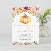 Floral Pumpkin Baby Dusche Einladung (Stehend Vorderseite)