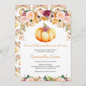 Floral Pumpkin Baby Dusche Einladung (Vorne/Hinten)