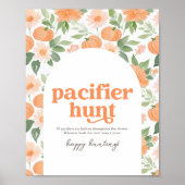 Floral Pumpkin Baby Dusche Schnuller Hunt Sign Poster (Vorne)