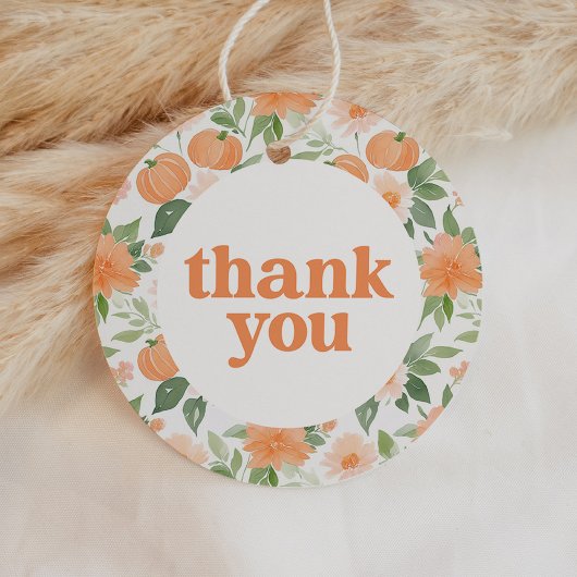 Floral Pumpkin Baby Dusche Vielen Dank Geschenkanhänger