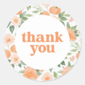 Floral Pumpkin Baby Dusche Vielen Dank Runder Aufkleber (Vorderseite)