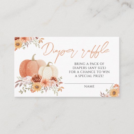 Floral Pumpkin Baby Dusche Windel Gewinnkarten Begleitkarte (Vorderseite)