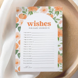 Floral Pumpkin Baby Dusche Wünsche für Babykarte Einladung