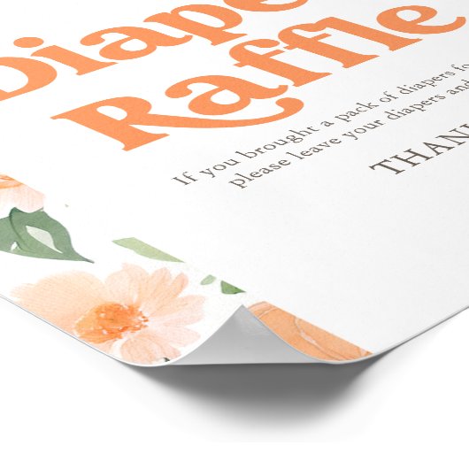 Floral Pumpkin Baby Duschkabine Windeln Raffle Sch Poster (Ecke)
