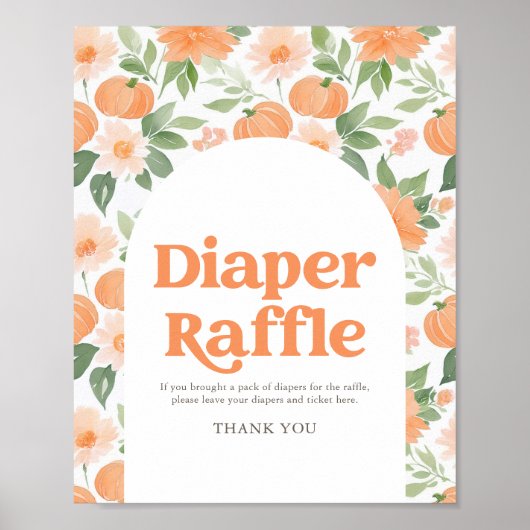 Floral Pumpkin Baby Duschkabine Windeln Raffle Sch Poster (Vorne)