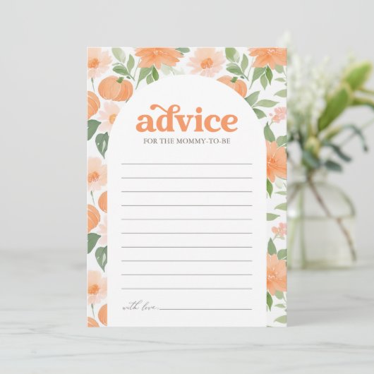 Floral Pumpkin Baby Showcard Einladung (Stehend Vorderseite)