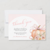 Floral Pumpkin Bow Baby Dusche Dankeskarte (Vorderseite)
