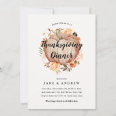 Floral Pumpkin Erntedank Dinner Einladung (Vorderseite)