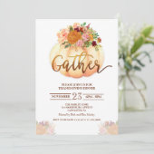 Floral Pumpkin Erntedank Dinner Einladung (Stehend Vorderseite)