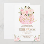 Floral Pumpkin Erntedank Dinner Einladung (Vorne/Hinten)