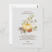 Floral Pumpkin Erntedank Dinner Einladung Postkarte (Vorne/Hinten)