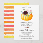 Floral Pumpkin Erntedank Potluck Dinner Einladung (Vorne/Hinten)
