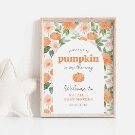 Floral Pumpkin Fall Baby Dusche Begrüßungszeichen Poster