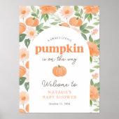 Floral Pumpkin Fall Baby Dusche Begrüßungszeichen Poster (Vorne)