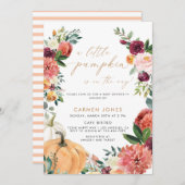 Floral Pumpkin Fall Baby Duwer Gender Neutral Einladung (Vorne/Hinten)