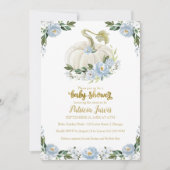 Floral Pumpkin Fall Boy Babydusche Einladung (Vorderseite)