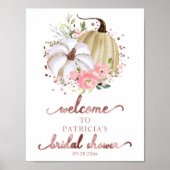 Floral Pumpkin Fall Brautparty Begrüßungszeichen Poster (Vorne)