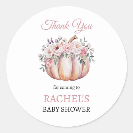 Floral Pumpkin Fall Danke Runder Aufkleber (Vorderseite)