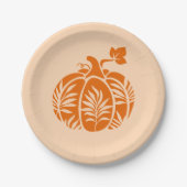 Floral Pumpkin Fall Erntedank Pappteller (Vorderseite)
