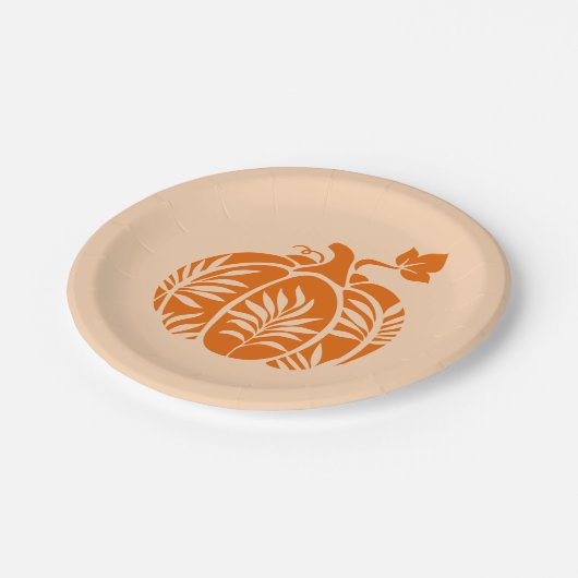 Floral Pumpkin Fall Erntedank Pappteller (Schrägansicht)