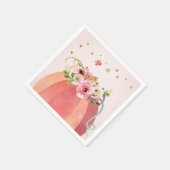 Floral Pumpkin Fall Girl Pink Gold Geburtstag Serviette (Ecke)