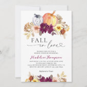 Floral Pumpkin Fall in Liebe Herz Brautparty Einladung (Vorderseite)