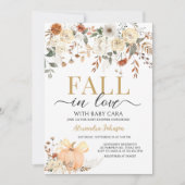 Floral Pumpkin Fall in Love Baby Shower Einladung (Vorderseite)