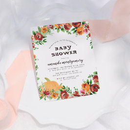 Floral Pumpkin Fall Themed Baby Dusche Einladungspostkarte