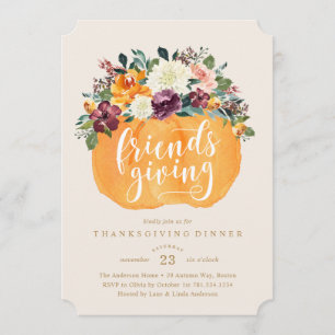 Floral Pumpkin Freunde geben Einladung zum Abendes