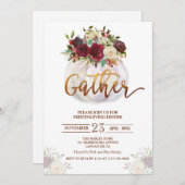 Floral Pumpkin Friendsgiving Dinner Einladung (Vorne/Hinten)