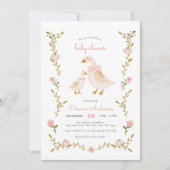 Floral Pumpkin Goose Girl Baby Dusche Einladung (Vorderseite)