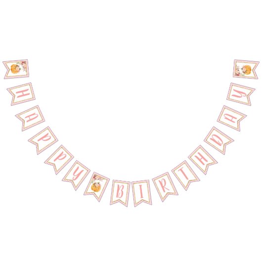 Floral Pumpkin Happy Birthday Banner - Pink Karier (Alle)