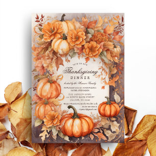 Floral Pumpkin Harvest Watercolor Erntedank Einladung