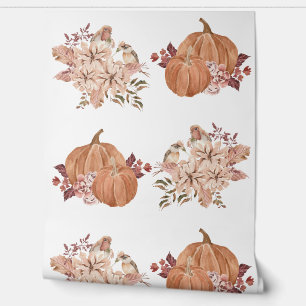 Floral Pumpkin Herbst Braun Farbe Wasser Tapete