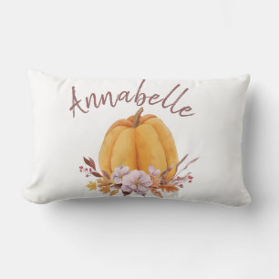 Floral Pumpkin Herbst Name Girls Room Lendenkissen