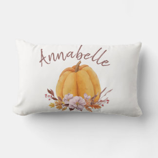 Floral Pumpkin Herbst Name Girls Room Lendenkissen
