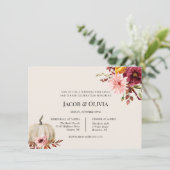 Floral Pumpkin Hochzeit Probe Dinner einladen Einladung (Stehend Vorderseite)