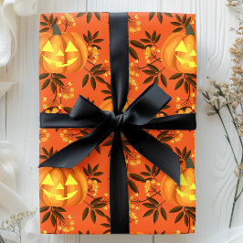 Floral Pumpkin Jack O'Lantern Pattern Geschenkpapier