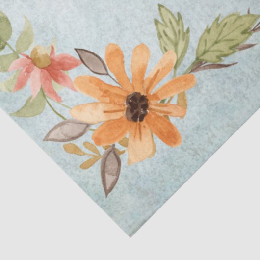 Floral Pumpkin Orange White Fall Herbst Blätter Ku Seidenpapier (Ausschnitt)