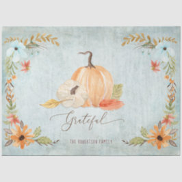 Floral Pumpkin Orange White Fall Herbst Blätter Ku Seidenpapier