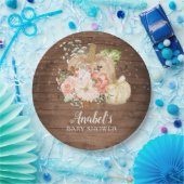 Floral Pumpkin Rustic Wood Fall Baby Dusche Pappteller (Party)