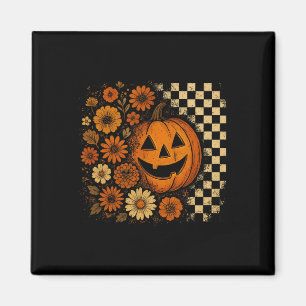 Floral Pumpkin Shirt Retro Halloween Blume Magnet