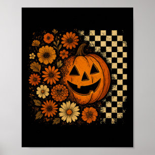 Floral Pumpkin Shirt Retro Halloween Blume Poster