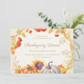 Floral Pumpkin Sunflower Erntedank Dinner Einladung (Stehend Vorderseite)