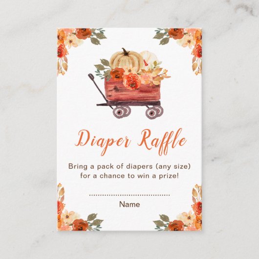Floral Pumpkin Truck Baby Show Diaper Raffel Begleitkarte (Vorderseite)